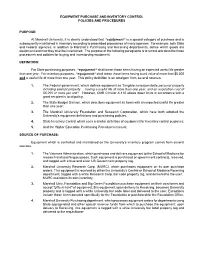 Equipment Purchase and Inventory Control Policies and Procedures