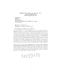 MATH 614"01: Studies in Geometry (42673) Syllabus: Spring 2011 MW