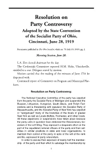 Resolution on Party Controversy: Adopted by the State Convention Of