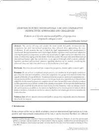 Abortion in Public International Law and Comparative Perspectives: Approaches and Challenges