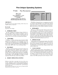 Five Unique Operating Systems