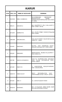 S.NO ROLL No. NAME of ADVOCATE ADDRESS