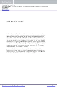 Stars and Their Spectra: an Introduction to the Spectral Sequence Second Edition James B