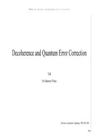 Decoherence and Quantum Error Correction