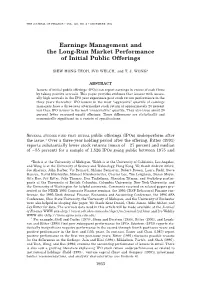 Earnings Management and the Long-Run Market Performance of Initial Public Offerings