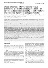 Effects of Aerobic Interval Training Versus Continuous Moderate