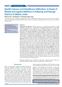 Health Literacy and Healthcare Utilization: a Study of Bhutia And