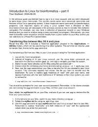 Introduction to Linux for Bioinformatics – Part II Paul Stothard, 2006-09-20