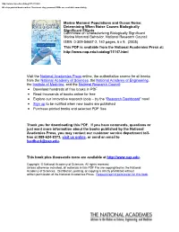 Marine Mammal Populations and Ocean Noise
