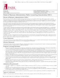 Master of Business Administration, Public Accounting Concentration, M.B.A. - Park University - Acalog ACMS™