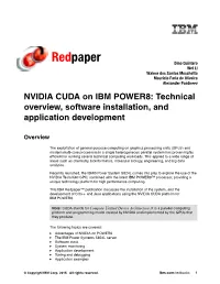 NVIDIA CUDA on IBM POWER8: Technical Overview, Software Installation, and Application Development