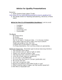 Presentation Advice