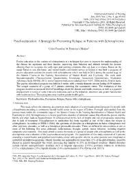 Psychoeducation: a Strategy for Preventing Relapse in Patients with Schizophrenia