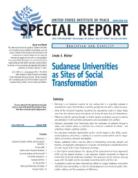 Sudanese Universities As Sites of Social Transformation