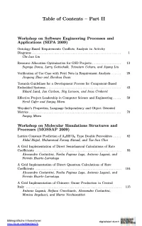 Table of Contents - Part II