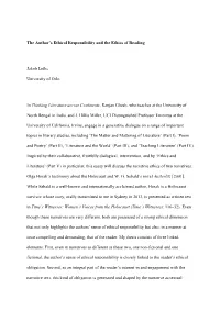The Author's Ethical Responsibility and the Ethics of Reading Jakob