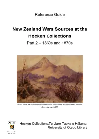 New Zealand Wars Sources at the Hocken Collections Part 2 – 1860S and 1870S