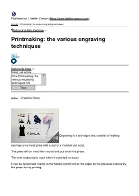 Printmaking: the Various Engraving Techniques