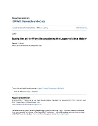 Reconsidering the Legacy of Alma Mahler