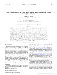 Some Considerations for the Use of High-Resolution Mobile Radar Data in Tornado Intensity Determination