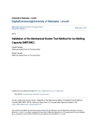 Validation of the Mechanical Rocker Test Method for Ice Melting Capacity (MRT-IMC)