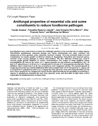 Antifungal Properties of Essential Oils and Some Constituents to Reduce Foodborne Pathogen