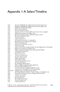 Appendix 1: a Select Timeline