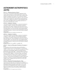 Astronomy/Astrophysics (ASTR) 1