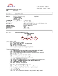 Clear-Chlor Lithium - 0040 Product Name: Clear-Chlor Lithium Date: 5/19/2015