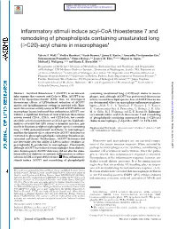 Inflammatory Stimuli Induce Acyl-Coa Thioesterase 7 and Remodeling of Phospholipids Containing Unsaturated Long (C20)-Acyl Chains in Macrophages