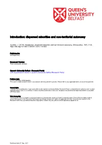 Introduction: Dispersed Minorities and Non-Territorial Autonomy