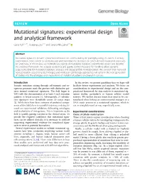 Mutational Signatures: Experimental Design and Analytical Framework Gene Koh1,2,3†, Xueqing Zou2,3† and Serena Nik-Zainal2,3*