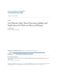 On Chlorine Salts: Their Detection, Stability and Implications for Water on Mars and Europa