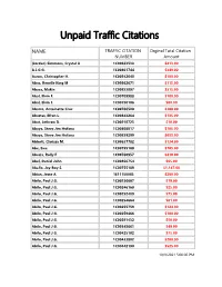 Unpaid Traffic Report