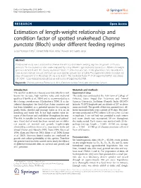 Estimation of Length-Weight Relationship and Condition Factor Of