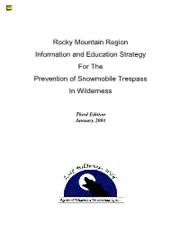 FS Region 2 Snowmobile Trespass Strategy
