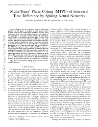 Of Interaural Time Difference by Spiking Neural Networks Zihan Pan, Malu Zhang, Jibin Wu, and Haizhou Li, Fellow, IEEE