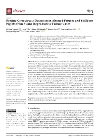 Porcine Circovirus 3 Detection in Aborted Fetuses and Stillborn Piglets from Swine Reproductive Failure Cases