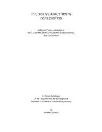 Predictive Analytics in Forecasting