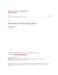 Sandwiches for Your Spring Menu Margaret L