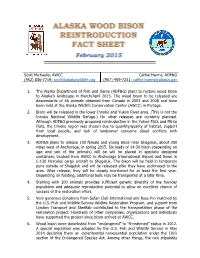 Alaska Wood Bison Reintroduction Fact Sheet