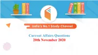 Current Affairs Questions 20Th November 2020