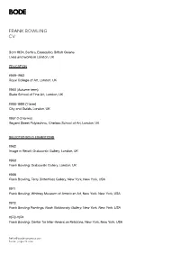 Frank Bowling Cv