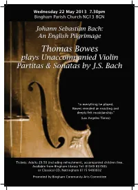 Johann Sebastian Bach: an English Pilgrimage