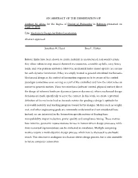 Mechanical Design for Robot Locomotion