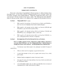 [Name of Organization] THIRD PARTY CONTRACTS from Time to Time