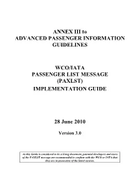 The UN/EDIFACT PAXLST Implementation Guide