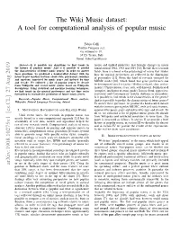 The Wiki Music Dataset: a Tool for Computational Analysis of Popular Music