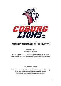 2018 Coburg FC Annual Report