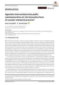 Agonistic Interventions Into Public Commemorative Art: an Innovative Form of Counter-Memorial Practice?
